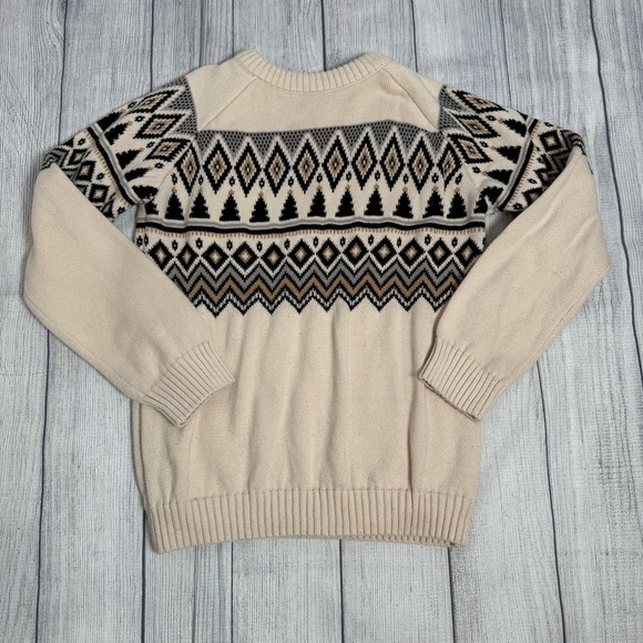 Gymboree Boys Fair Isle Cream Knit Nordic Sweater Size 12 - Picture 2 of 7